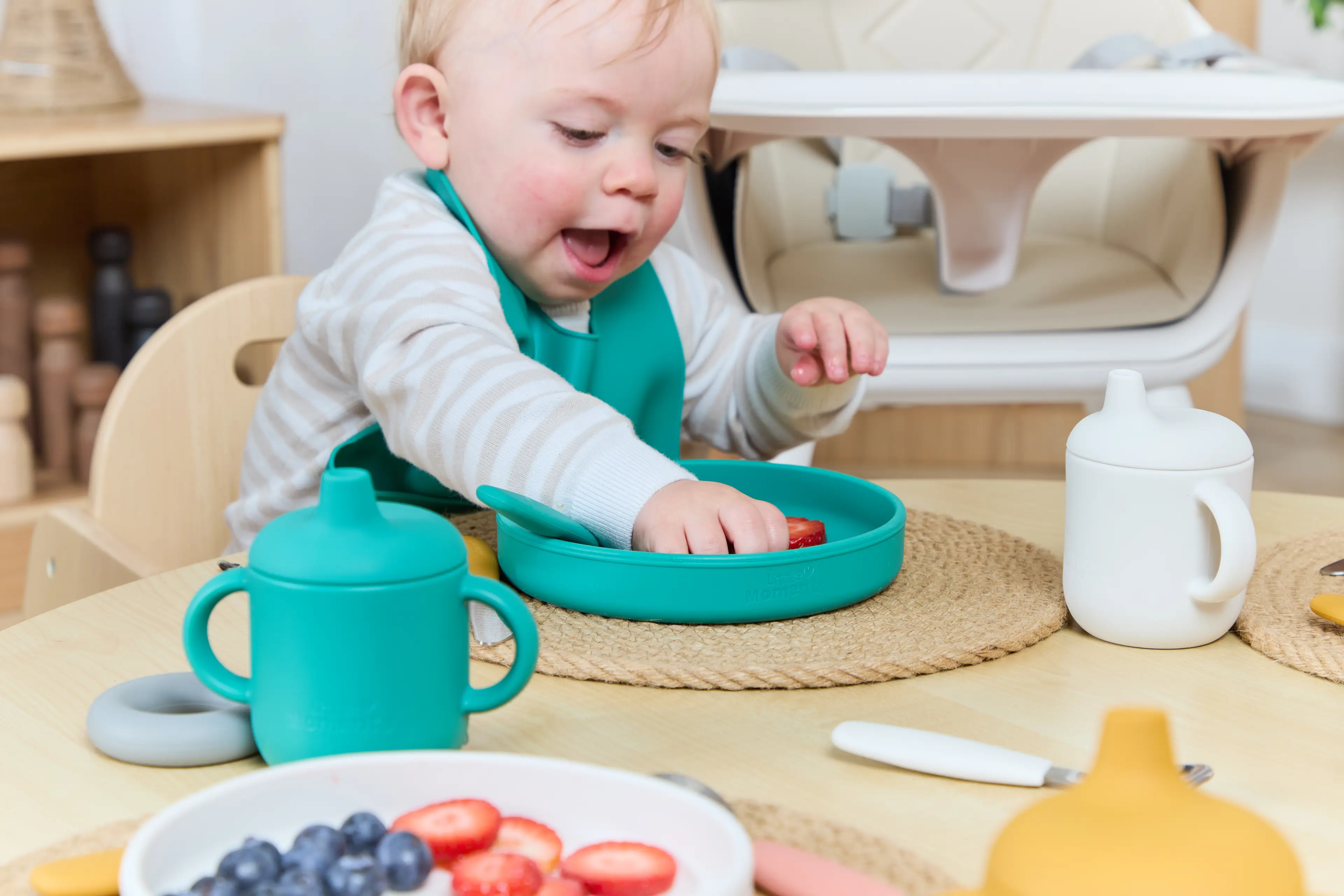 Baby using plate