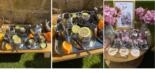 metal tea set row
